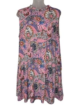 Discount Divas Boutique XL Pink Floral Paisley Dress With Pockets Summer